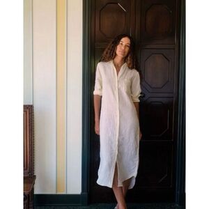 Frank & Eileen Rory Washed Linen Shirtdress in Pale Yellow Size XS